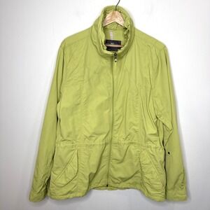 EDDIE BAUER Travex Windbreaker Jacket Womens XL Green Full Zip Roll Tab Gorpcore